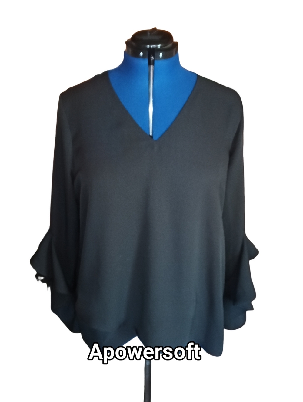 Vince Camuto Black Layered Sleeve Blouse Size Large
